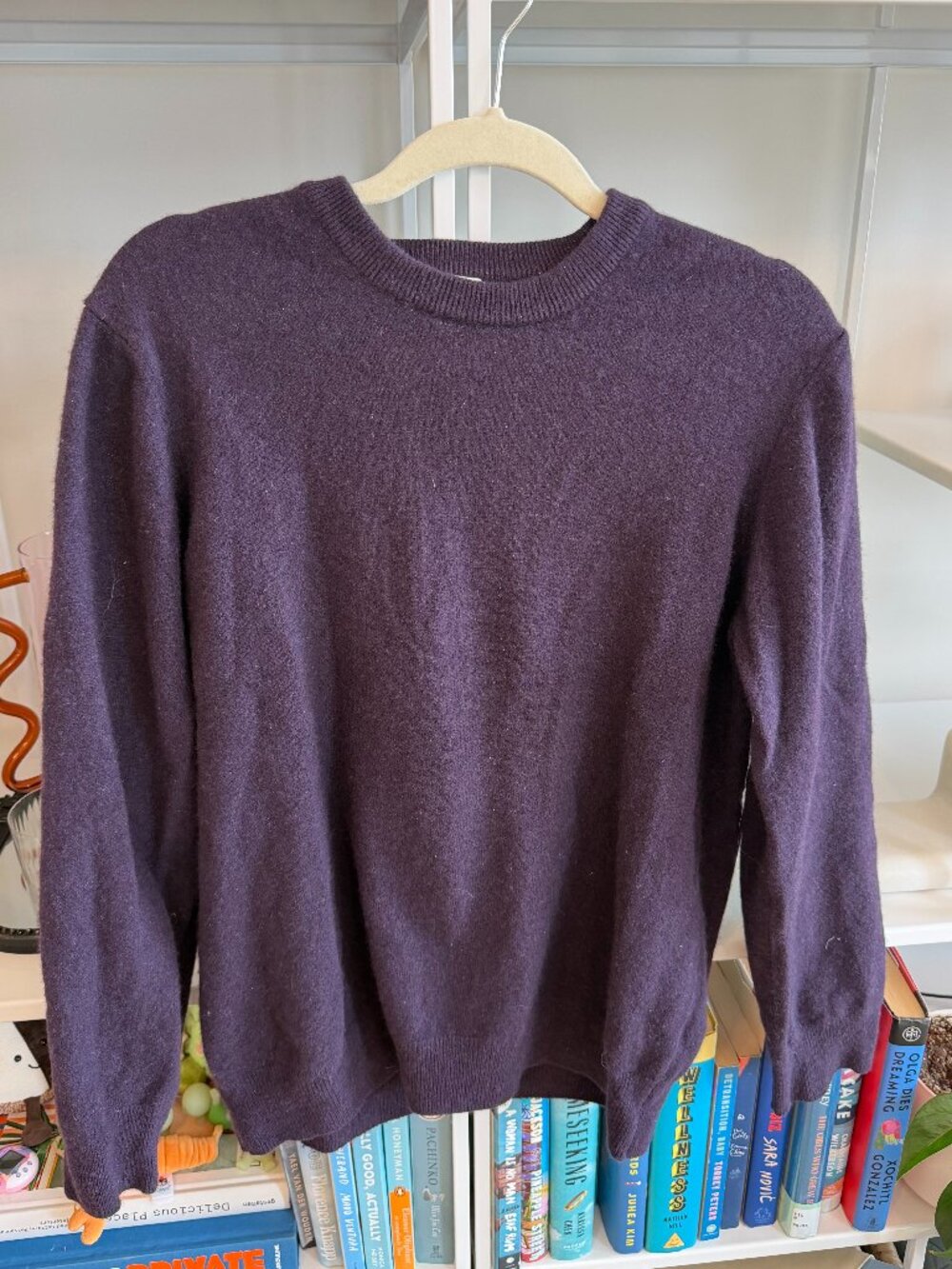 John Lewis & Partners Cashmere Crewneck Sweater in Plum/Aubergine — Size XL